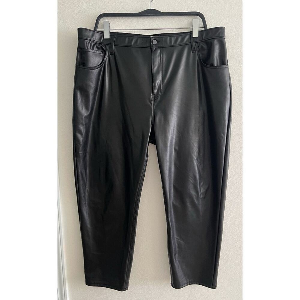 Abercrombie & Fitch Curve Love Ankle Straight Ultra High Rise Faux Leather Pants
